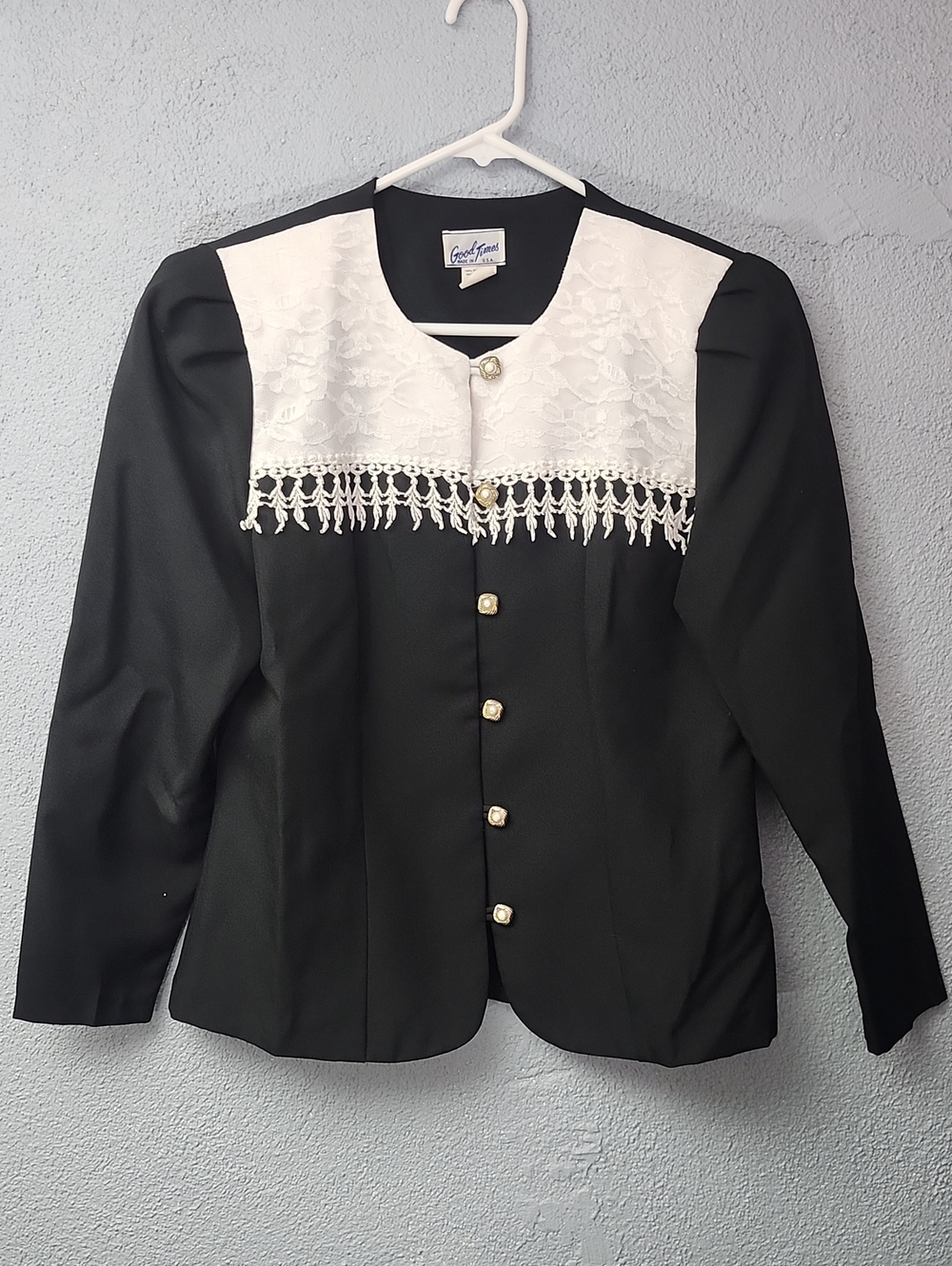 Black Blazer with White Lace Yoke